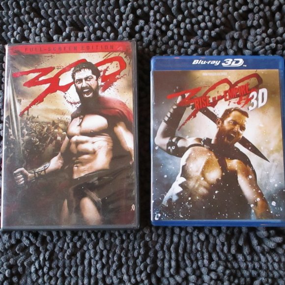 Excellent Used Condition 300 Full Screen DVD & 300 Rise of An Empire Blu Ray 3D - Picture 1 of 8